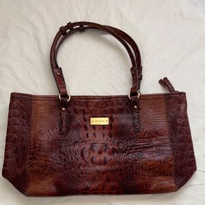 Brahmin Rich Brown Embossed Shoulder Bag